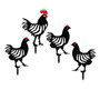 Aberto Design Chicken Family 4 - Juego de Accesorios de Metal Decorativos para Jardín